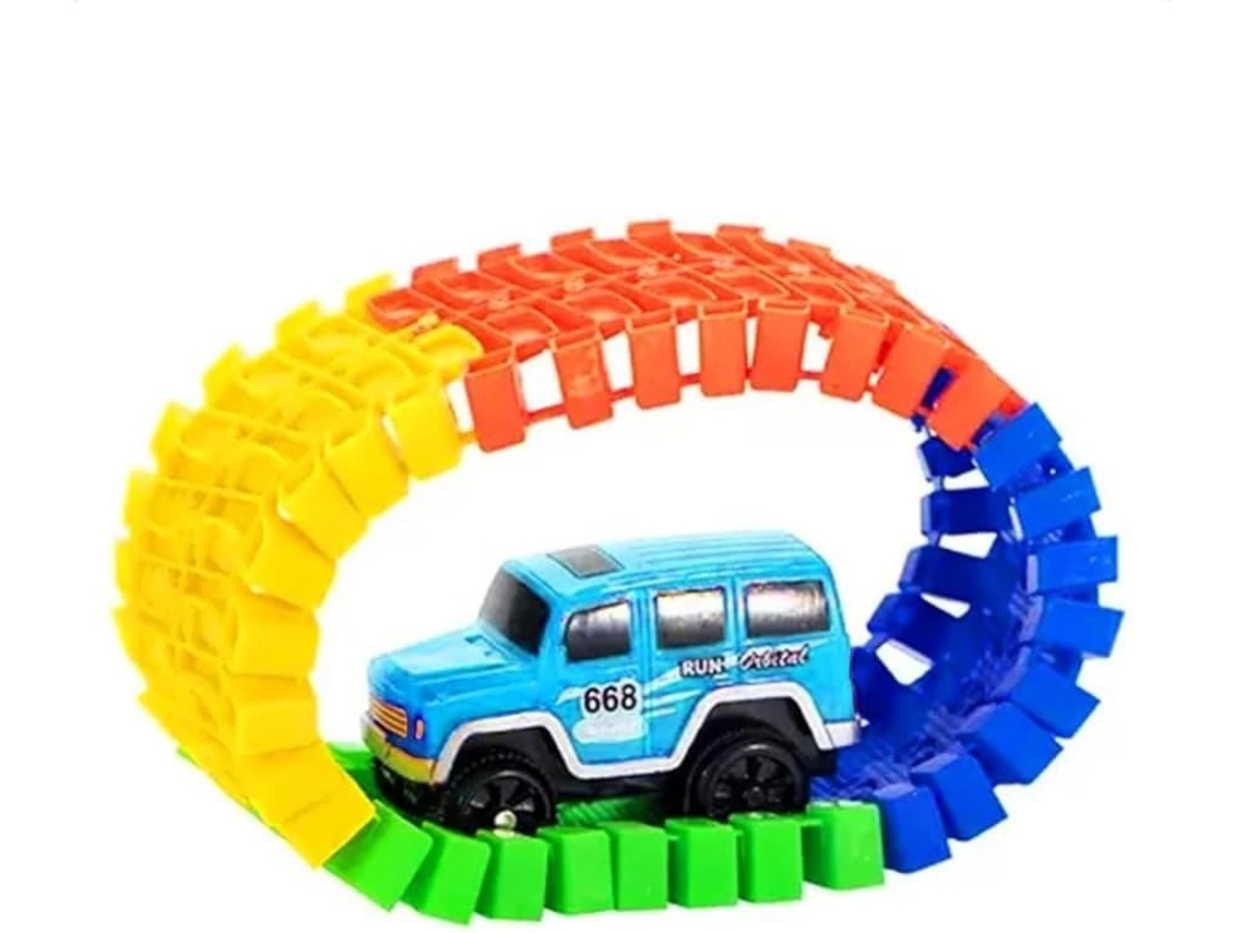 Pista de carreras McQueen de 56 piezas con luces LED, pista divertida para niños, Gokoco
