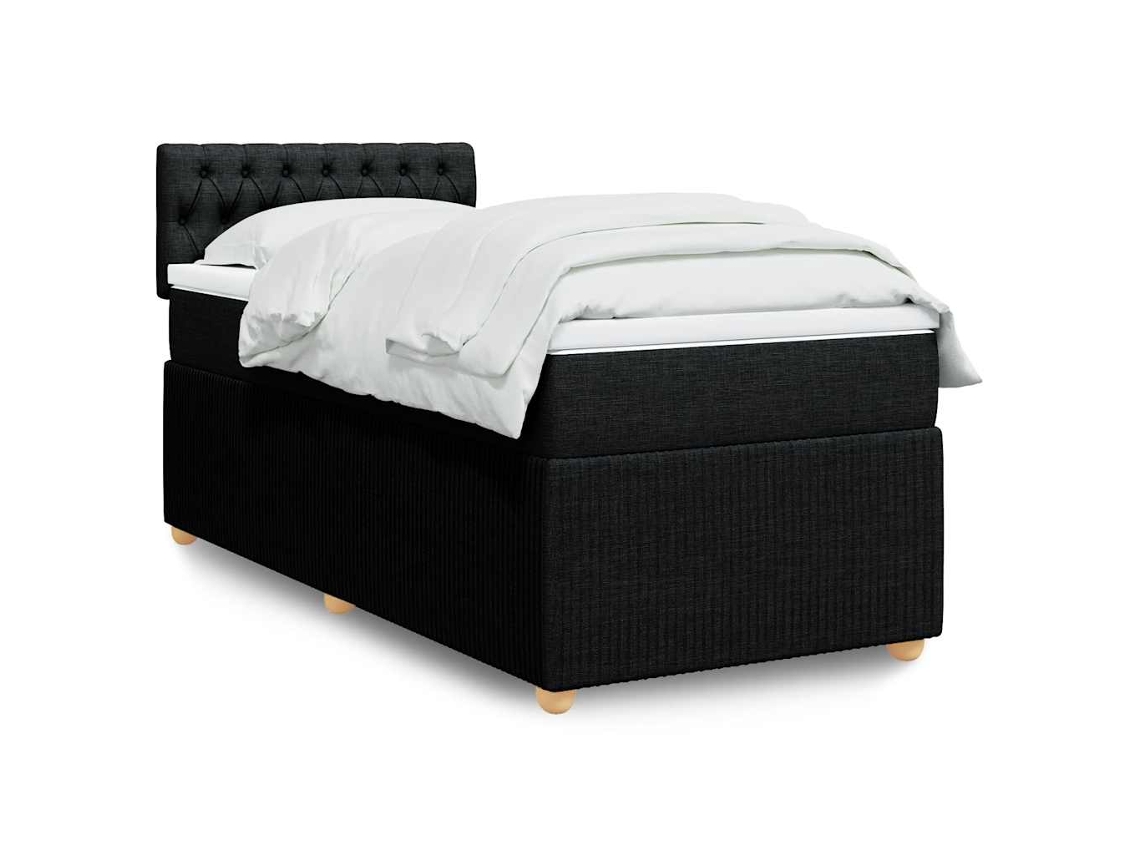 Cama box spring con colchón tela negro 90x190 cm