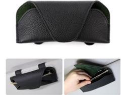 Portaojos Cuero Magnético Negro Para Carro Visor, Con Clip Para Tarjetas, Universal