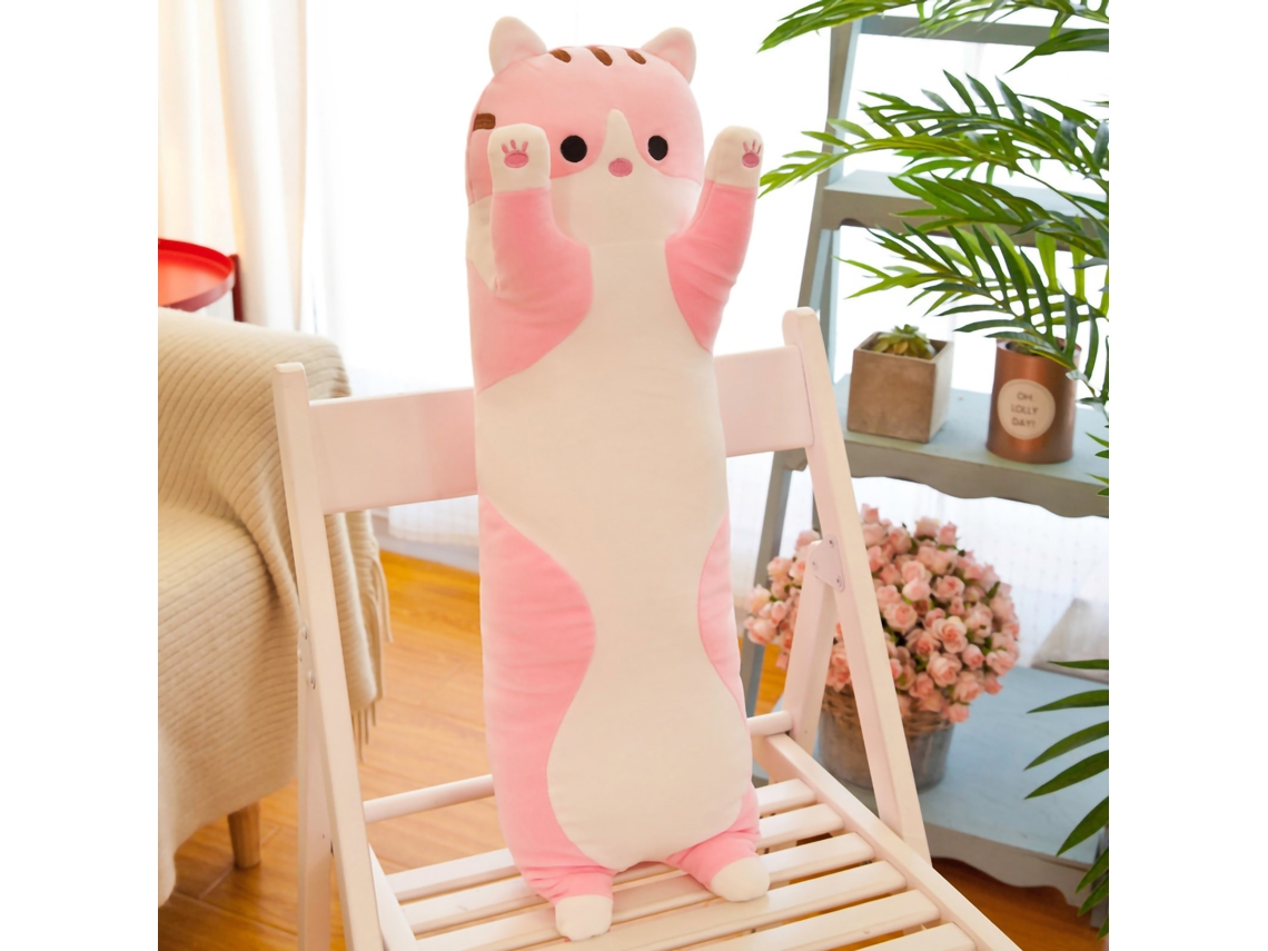 Almofada de corpo de pelúcia Bj-Long, brinquedo macio para gatos, ideal para dormir e abraçar, 70 cm, rosa.