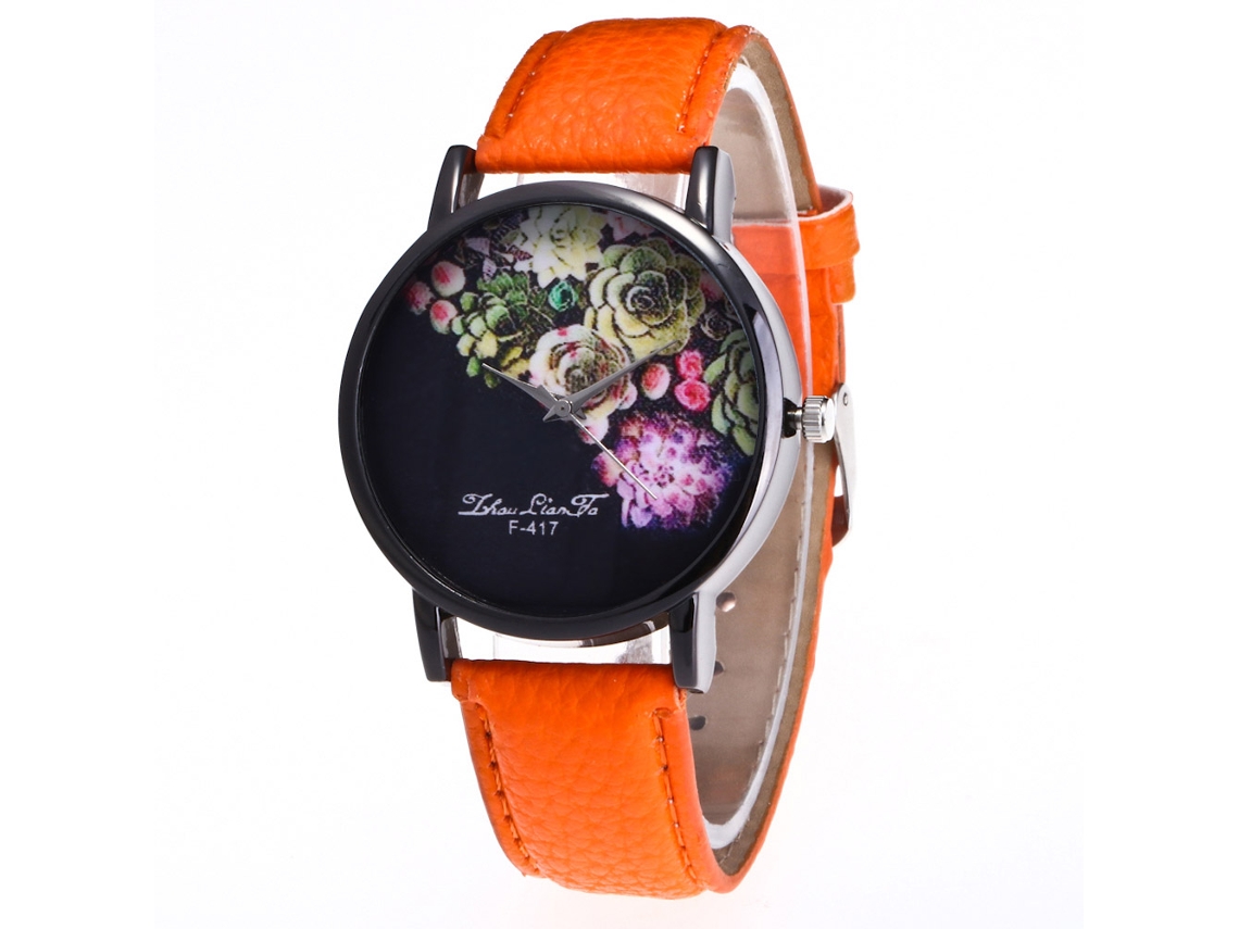 Reloj Casual De Moda Zhoulianfa Unisex Cuarzo Con Correa De Cuero Naranja
