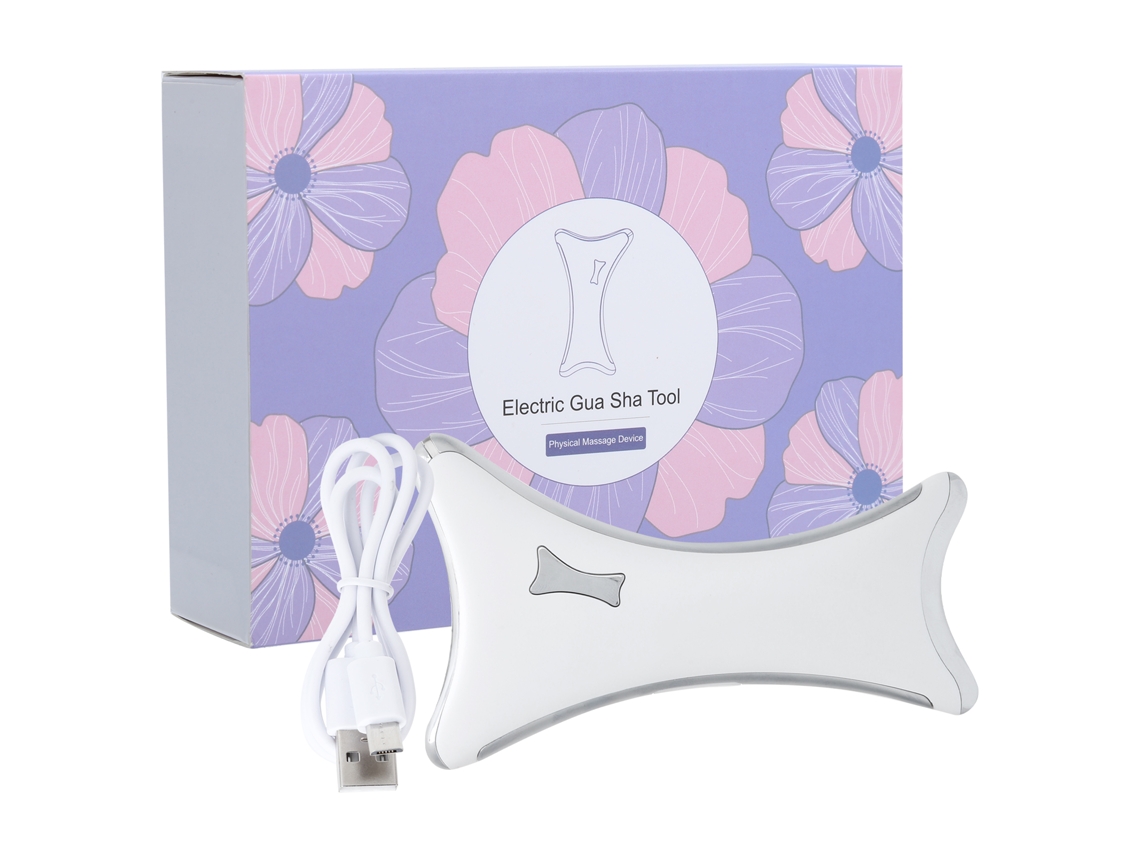 Herramienta De Belleza Electric Gua Sha Con Calentamiento Para Rostro Lifting Y Scraping Placa Serum Importada Blanca