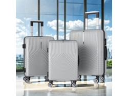 Juego De 3 Maletas Rígidas De Abs, Equipaje De Cabina Y De Bodega, Cerradura De Combinación, 4 Ruedas Giratorias De 360°, Báscula Para Equipaje Incluida, Color Plata.