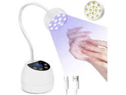 Lámpara de uñas LED UV, mini lámpara de curado flash inalámbrica de 36 W, luz de uñas LED recargable por USB con cuello de cisne para uñas de gel con 4 temporizadores y sensor automático para salón.