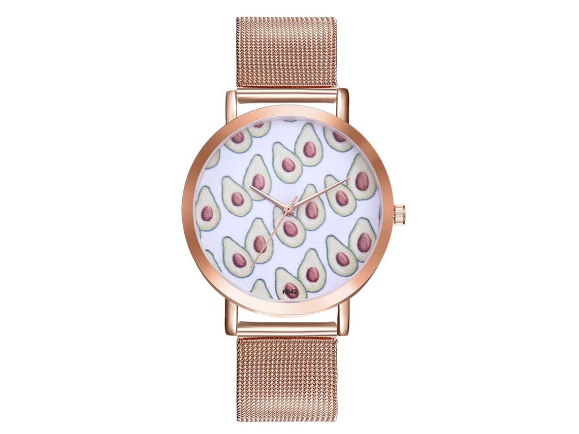 Reloj De Pareja Ultra Delgado Dial Redondo De Acero Inoxidable Con Correa De Malla Oro Rosa