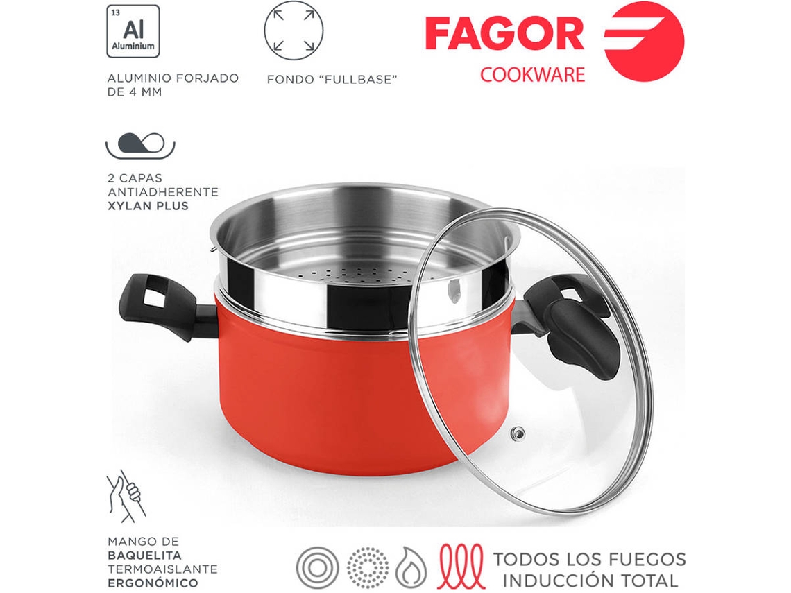 Olla Máxima FAGOR  - Tapa - Vaporera Ø20Cm Aluminio Rojo 3004