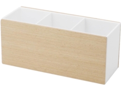 Caja De Almacenamiento De Madera Con 3 Compartimentos Para Mandos A Distancia Y Objetos Pequeños.