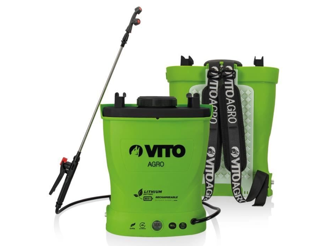 Pulverizador Batería Litio 12V/6Ah 16L 6 Barras Autonomía 4H Luz Cargador Incluido VITO