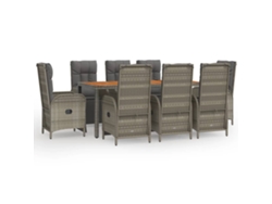 Maison Exclusive - Set Comedor Jardín 9 Pzas Y Cojines Ratán Sintético Gris