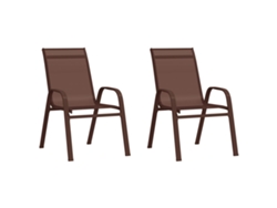 Sillas de jardín apilables DKD Home Decor de 2 piezas en textileno marrón