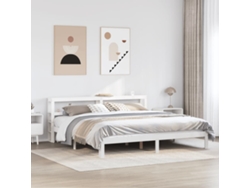 Estructura De Cama Con Cabecero Sin Colchón Blanco 200x200 Cm