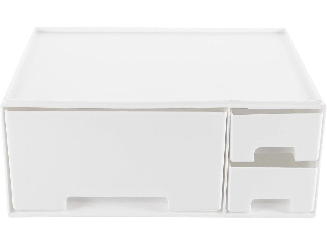 Soporte Elevado Para Monitor De Ordenador Con Cajón Blanco Y Estante De Almacenamiento.