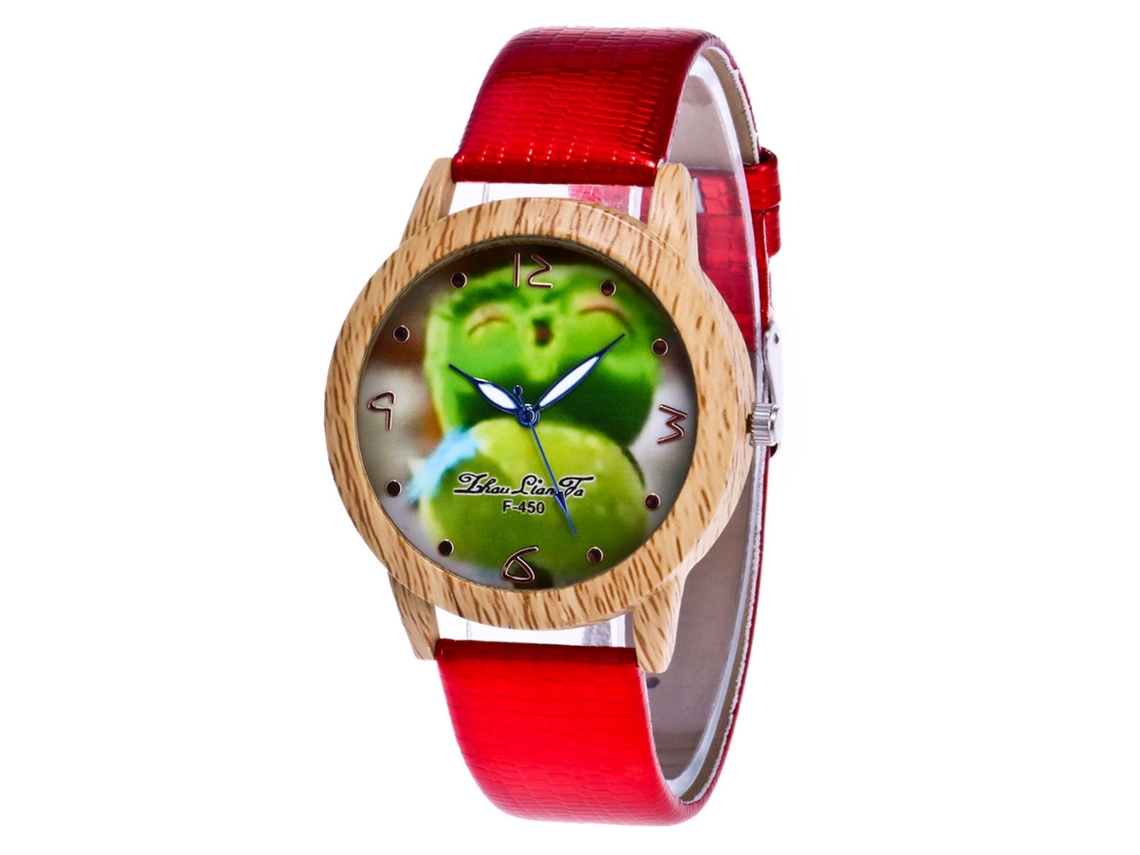 Reloj De Pulsera Analógico Con Bisel Redondo Y Movimiento De Cuarzo, Color Rojo De Moda.