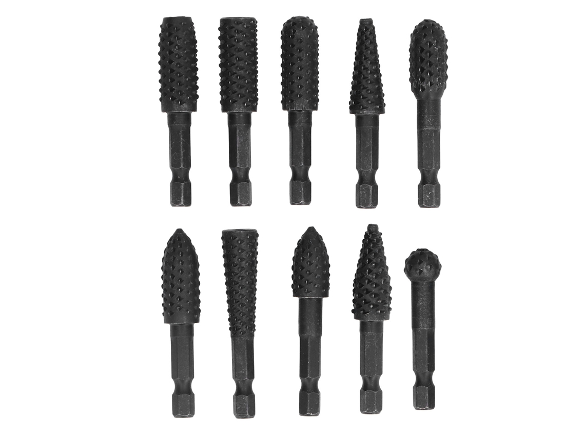 Juego De 10 Brocas Rotativas De Acero N.° 45 Con Vástago Hexagonal De 1/4" Para Pulir Y Grabar Madera.