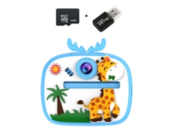 Cámara instantánea Chrui HD 1080p de 48 MP con pantalla IPS de 2,4 pulgadas y tarjeta de memoria de 32 GB (Girafa Azul)
