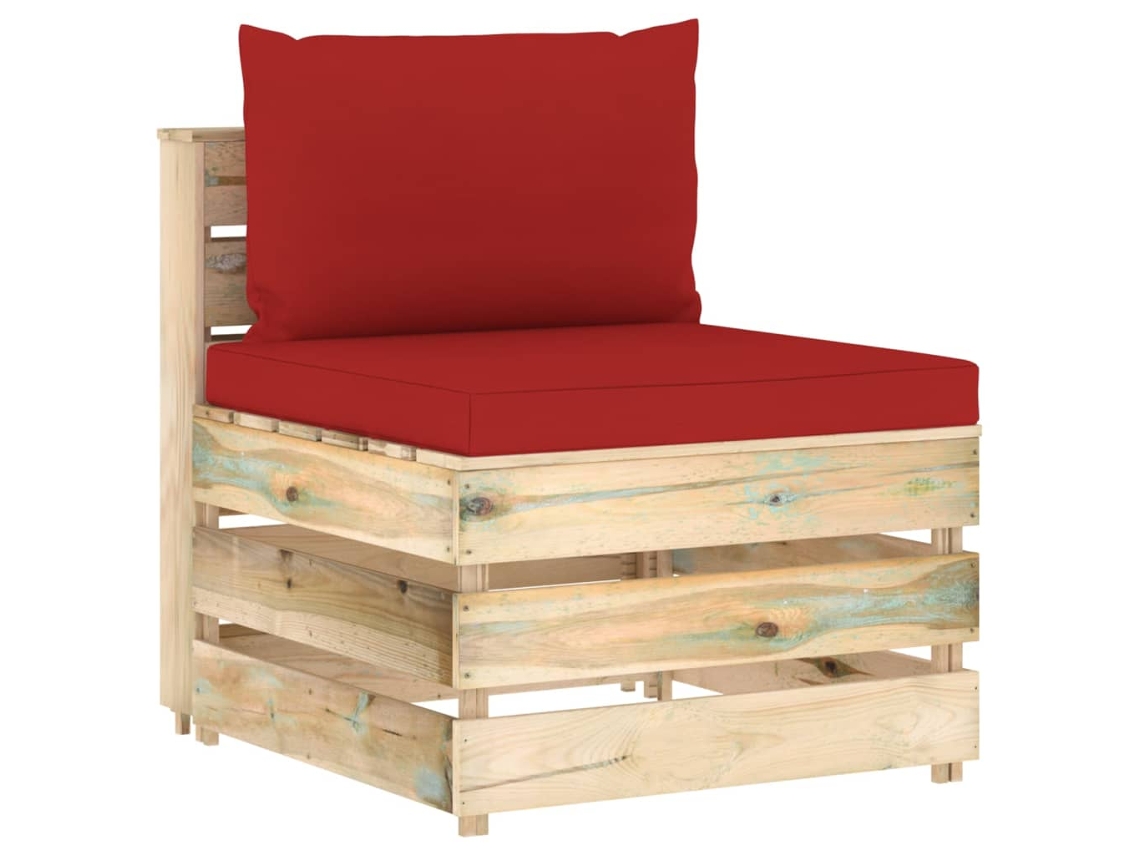 Sofá central seccional con cojines de madera impregnada verde Dkd Home Decor