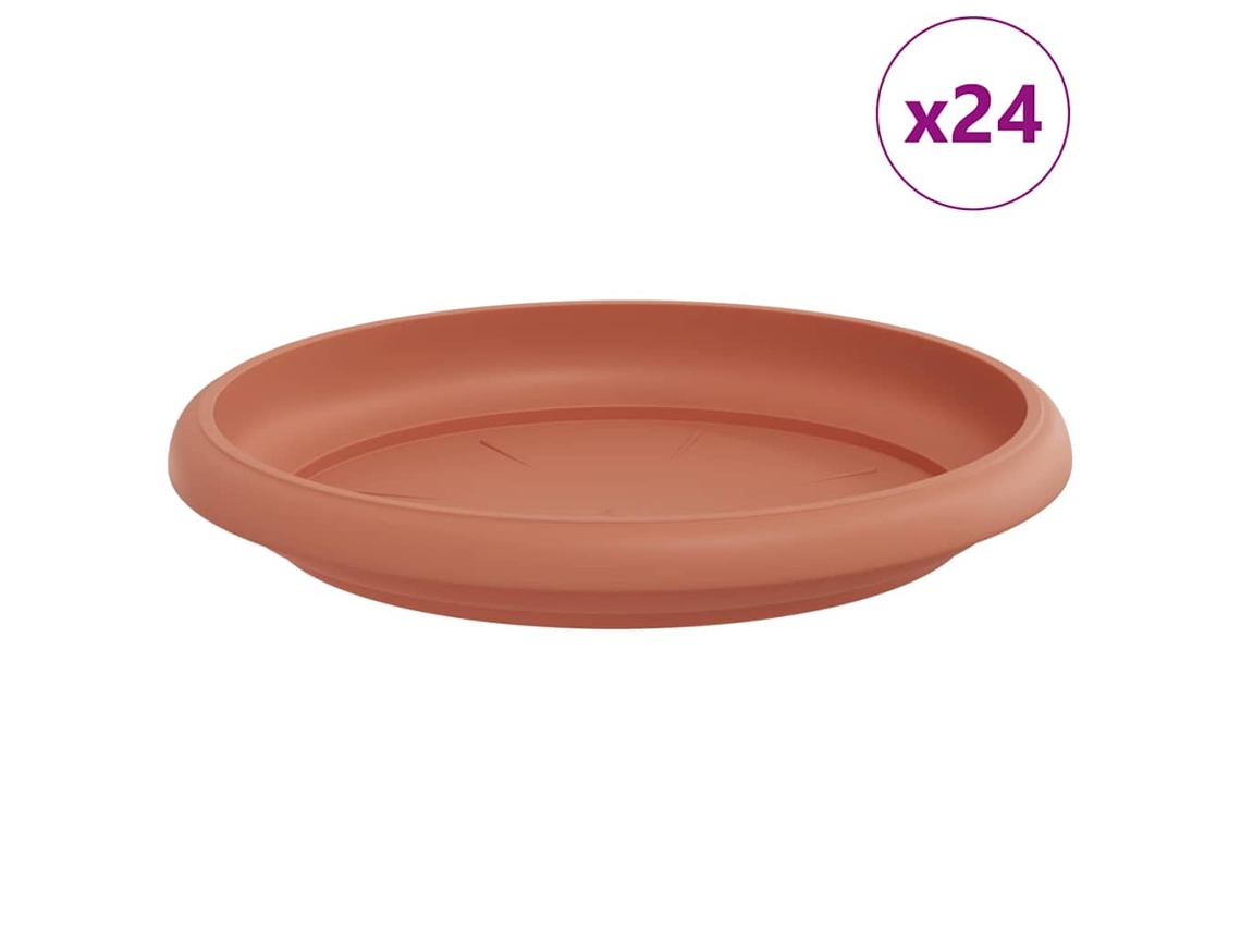 Bandeja redonda para flores, 24 unidades, color rojo ladrillo, Ø 14 x 2 cm, VIDAXL