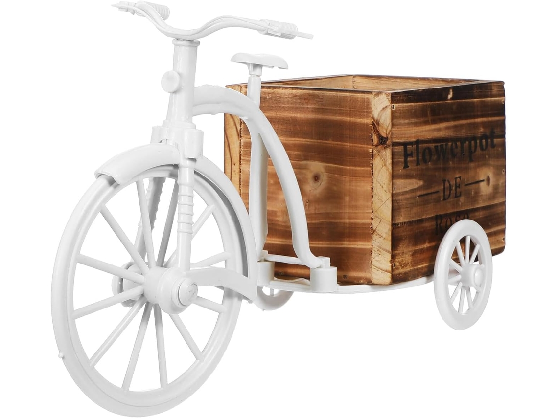 Macetero De Madera Para Plantas, Soporte Decorativo De Interior, Forma De Triciclo, Tamaño Grande Y