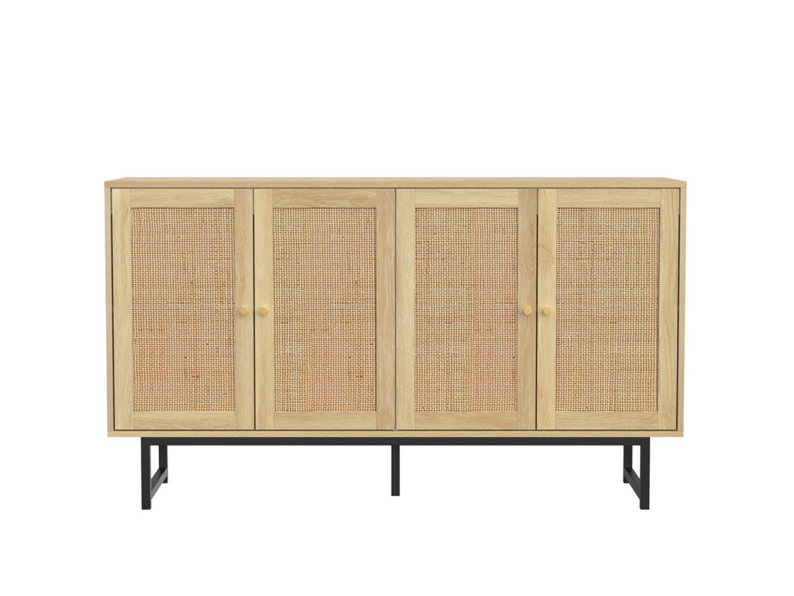 Aparador de ratán con 4 puertas Mobrio natural