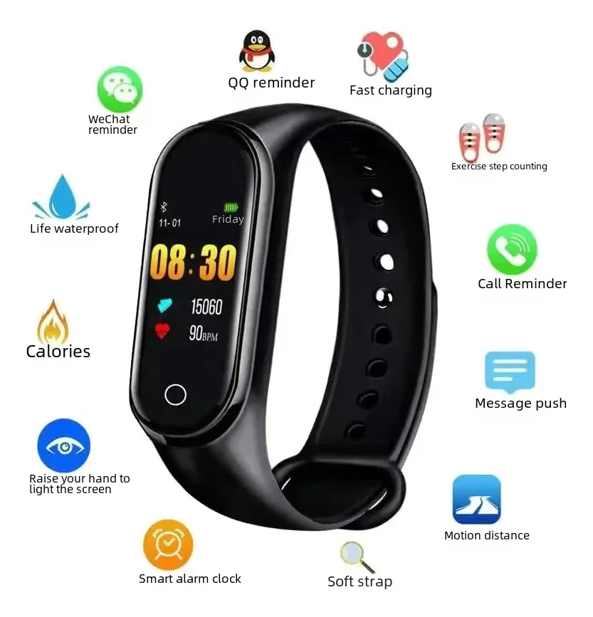 Pulsera inteligente M4 azul más vendida para hombre, pre-Vayotoy