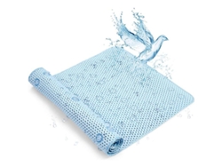 Alfombrilla De Baño Antideslizante Y Lavable, Libre De Bpa, Con Ventosas Y Orificios De Drenaje, 91 X 43 Cm, Color Azul.