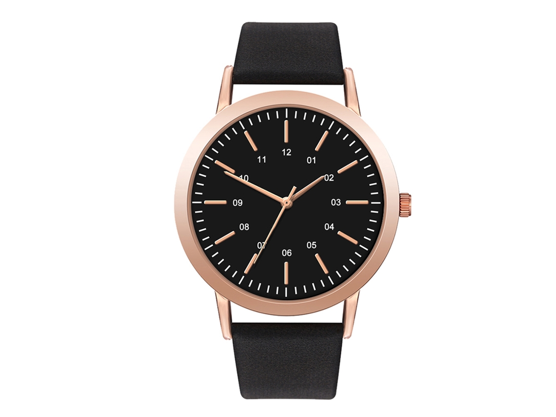 Reloj De Cuarzo Unisex De Moda Con Correa De Pu Para Hombre Y Mujer (negro)