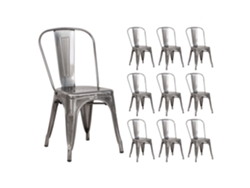 Paquete de 10 sillas industriales apilables de acero 45x45x85cm THINIA