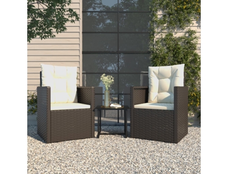 Conjunto 3 Muebles de jardín con cojines VIDAXL ratán sintético negro
