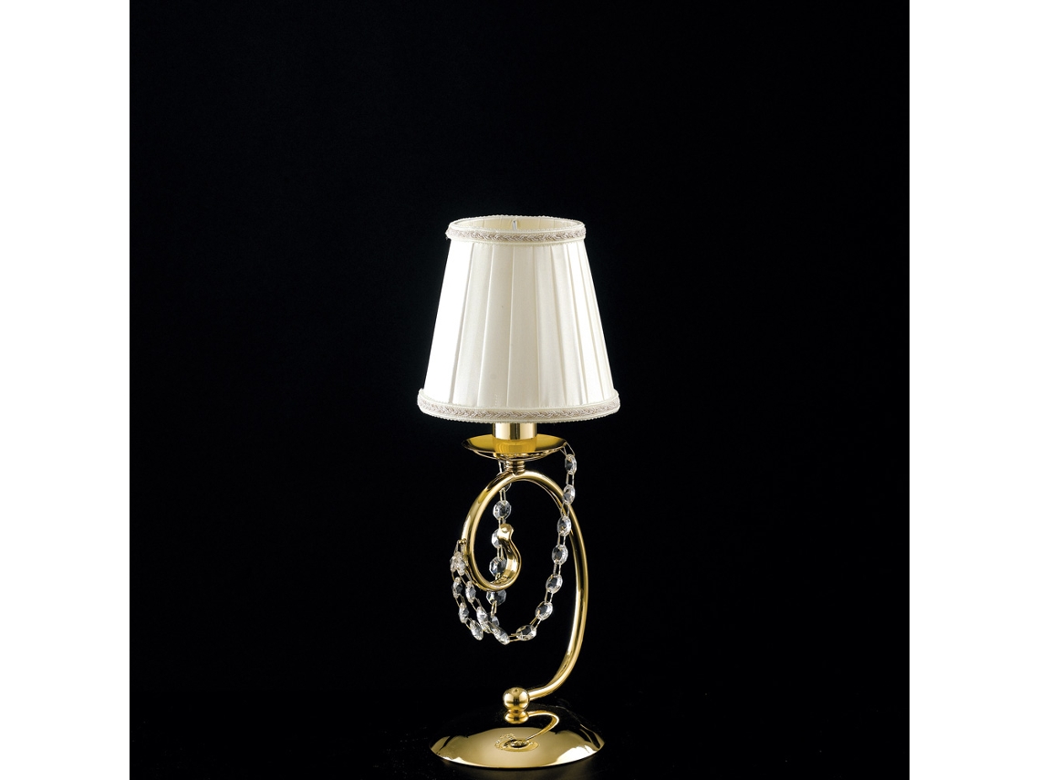 Magda - Lámpara De Mesa 1 Luz De Hierro Dorado Con Pantalla H.27 - Ø13 - Bl146-lt-or-par
