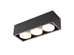 3 Focos de Techo Led de Superficie Cuadrados Negro Ajustable Blanco Cálido 3X5W Gx53 para Cocina Salón Dormitorio Pasillo NETTLIFE