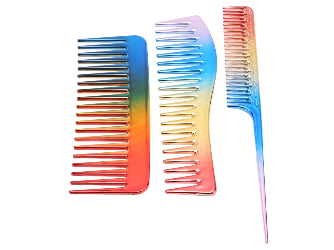 Juego de 3 peines de electroporcelana para peinar, masajear el cuero cabelludo y con efecto antiestático. Ideales para el hogar, salones de belleza y barberías.