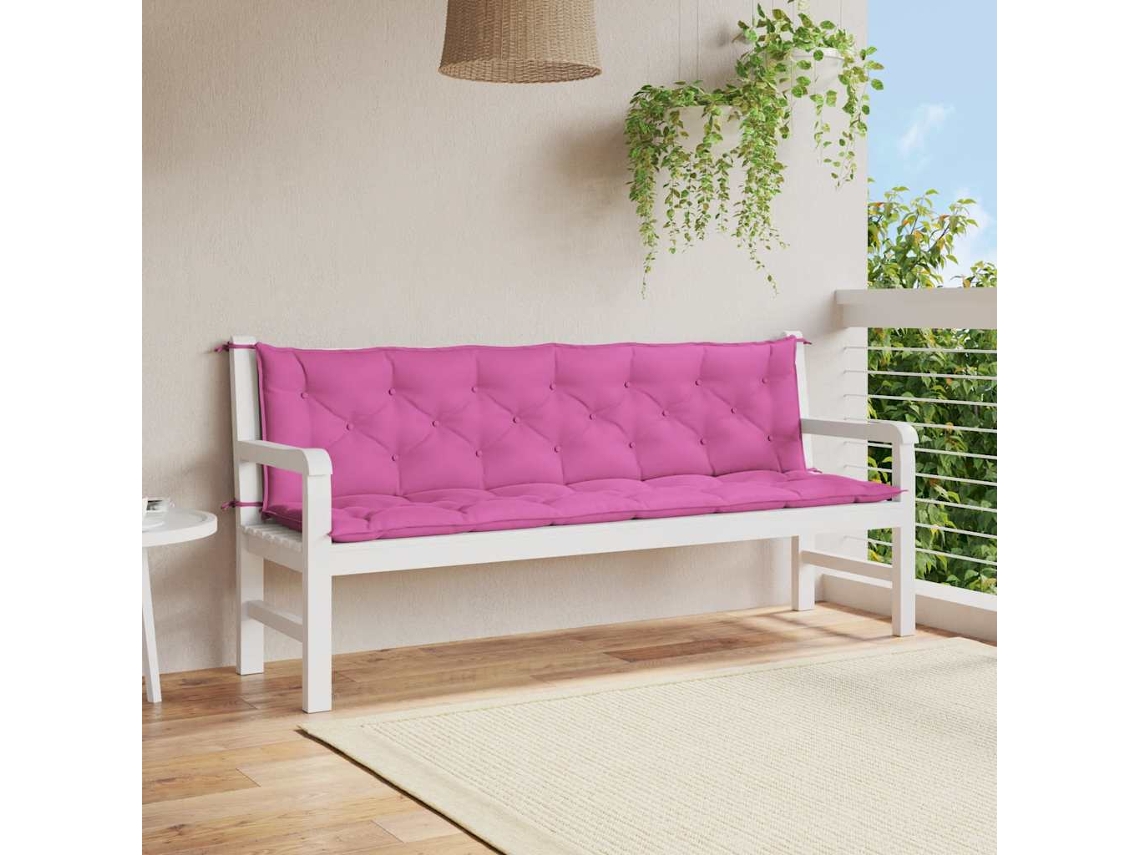 Cojines Para Banco De Jardín 2 Uds Tela Rosa 200x50x7 Cm