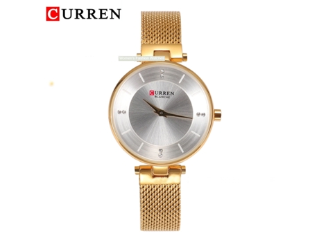 Relojes de Moda para Mujer,Relojes de Cuarzo para Mujer Reloj de Pulsera con Banda de Acero Inoxidable Relojes de Ocio-Concha Dorada Blanca LUUCOZK