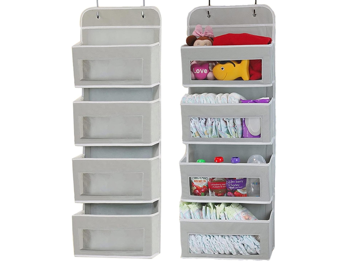 Organizador para colgar sobre la puerta, organizador de tela plegable con 4 bolsillos