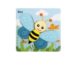 Rompecabezas de madera infantil de 6 piezas. Diseño de abeja. Presa.
