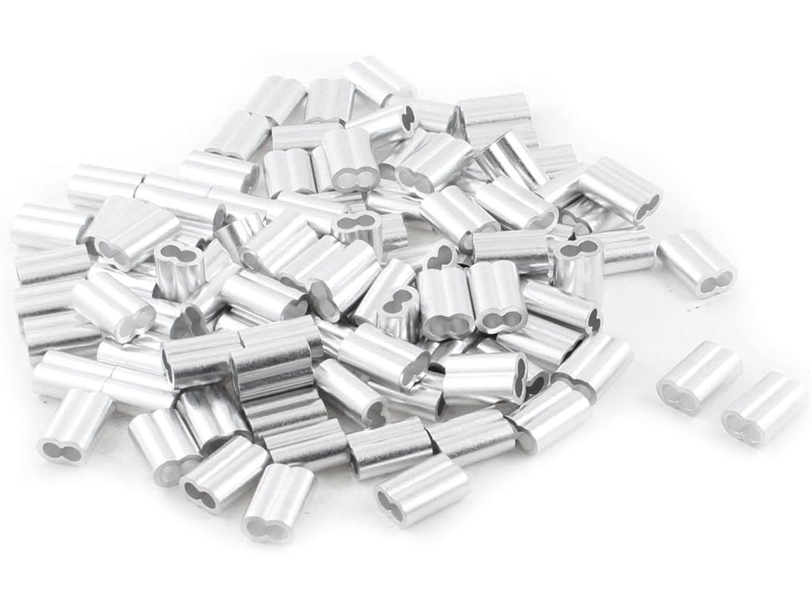 100 Casquillos De Aluminio Color Plata Para Cable De Acero De 6 Mm (45f196ae9e19bb43de435c20b55e9...
