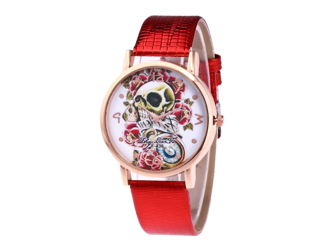 Reloj De Pulsera De Cuarzo Para Mujer, Con Correa De Cuero, Ideal Para Negocios Y Uso Diario (rojo).