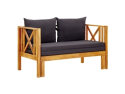 Banco de jardín de 2 plazas con cojines de 122 cm en acacia maciza Dkd Home Decor