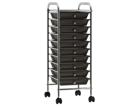 MAISON EXCLUSIVE Carrito de almacenaje portátil 10 cajones plástico negro
