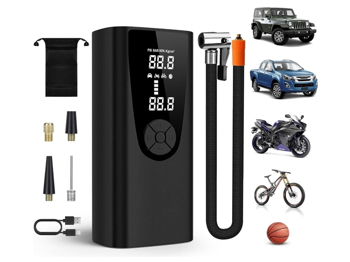Compresor de aire portátil para inflar neumáticos, 8000 mAh/150 psi, pantalla digital de presión de neumáticos, inflador rápido, compatible con USHION.