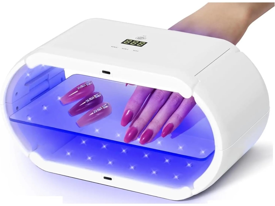 Lámpara De Uñas Led Uv Portátil Y Plegable De Doble Cara De 48" Para Uñas De Gel Con Ajuste Regulable, Larga Duración Y Pantalla.