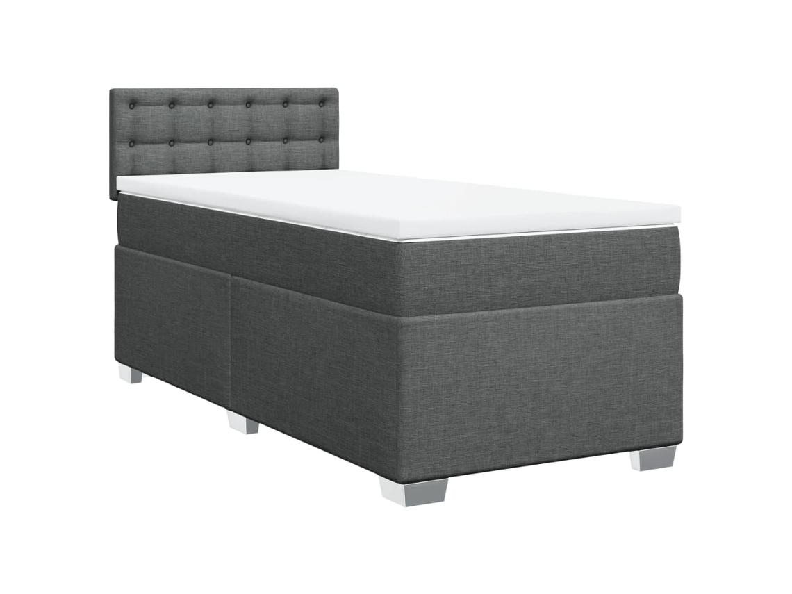 Maison Exclusive - Cama Box Spring Con Colchón Tela Gris Oscuro 90x200 Cm