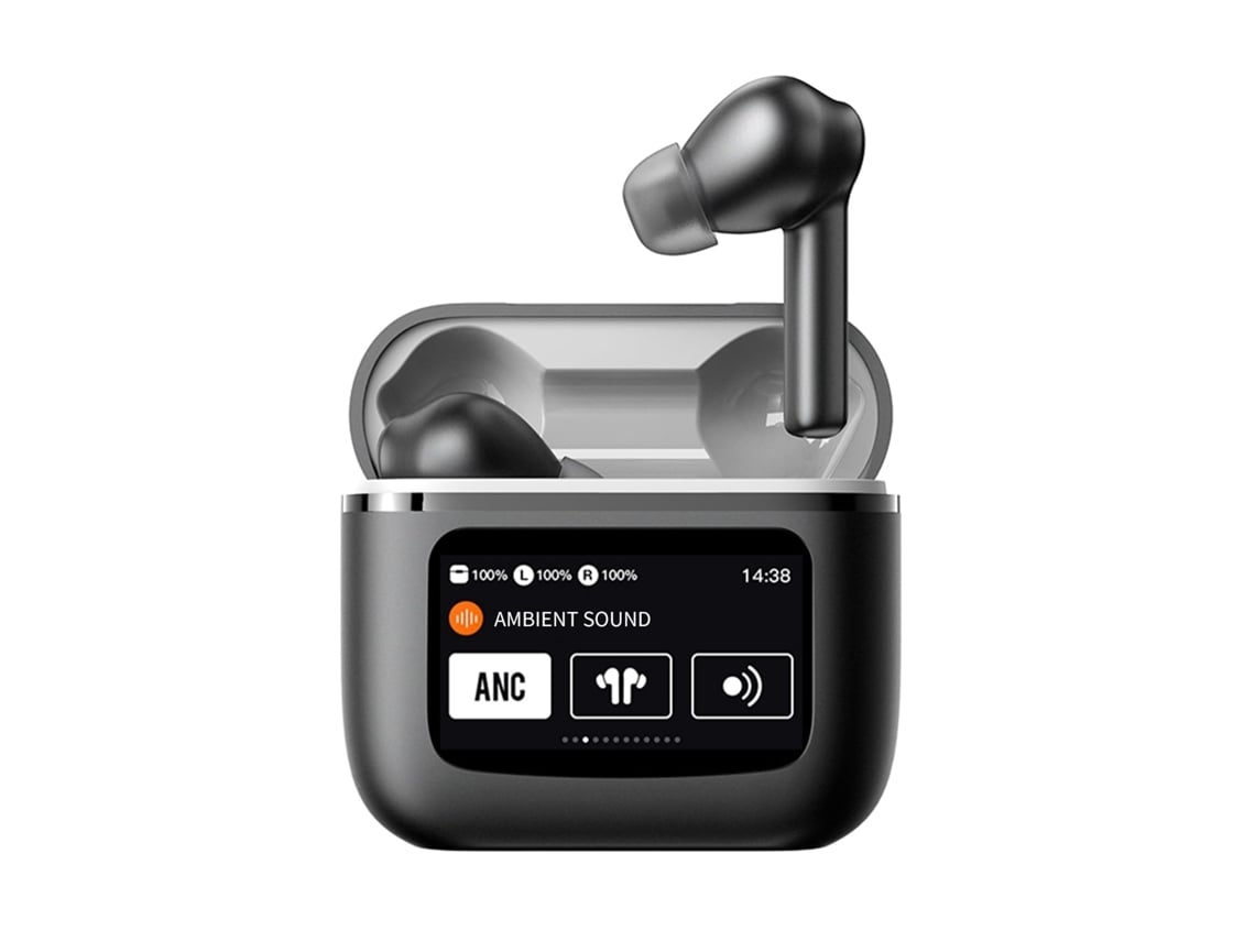 YEMAESRE HiFi Stereo Smart Touch Lcd Bluetooth Tela Cancelación de Ruido Auriculares Negro