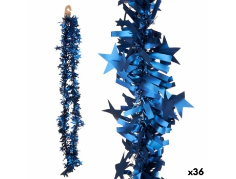 Guirnalda de Navidad Espumillón Estrellas Azul 9 x 9 x 200 cm (36 Unidades)