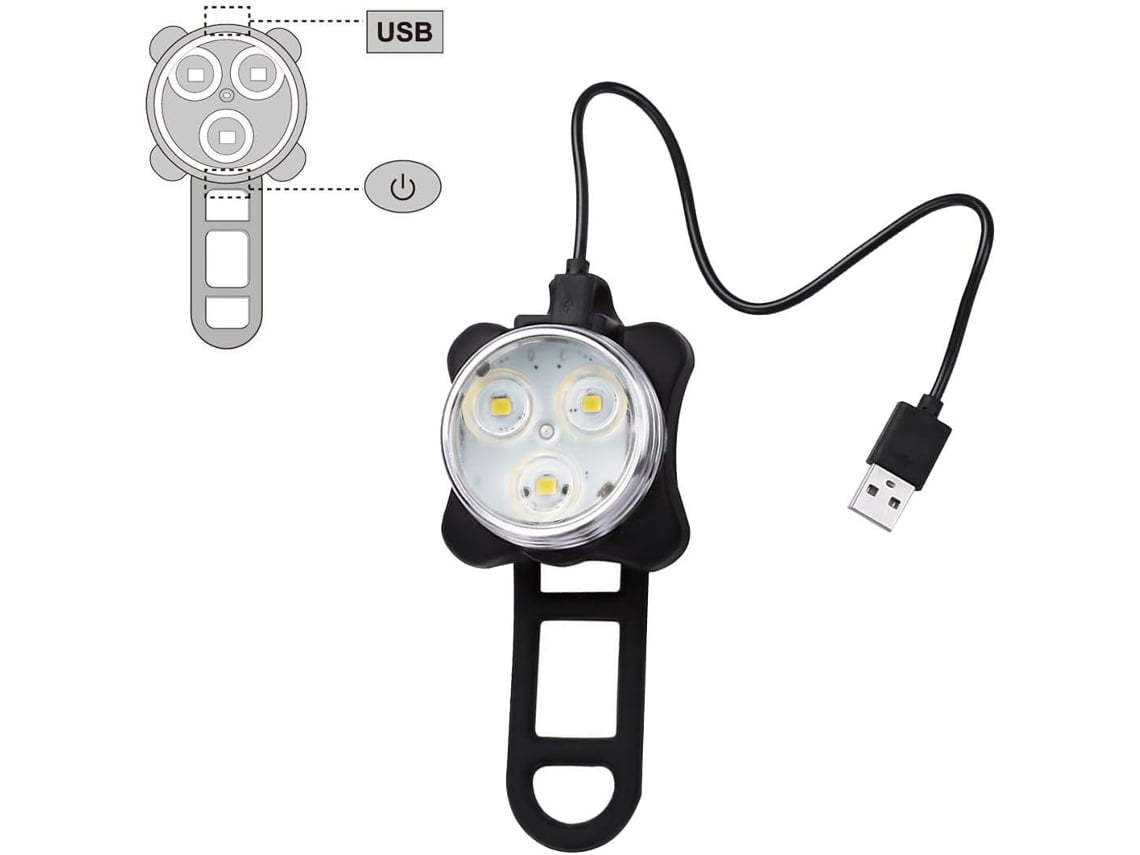Juego de luces para bicicleta recargables por USB, faro delantero  superbrillante y luz LED trasera para bicicleta GELLDG