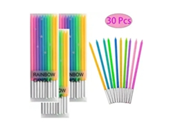 30 velas largas y coloridas para un pastel de cumpleaños