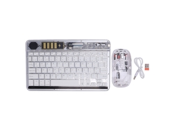 Combo De Teclado Y Ratón Inalámbricos Bt5.1 Ultra Slim Con Iluminación Rgb, Color Blanco Silencioso.