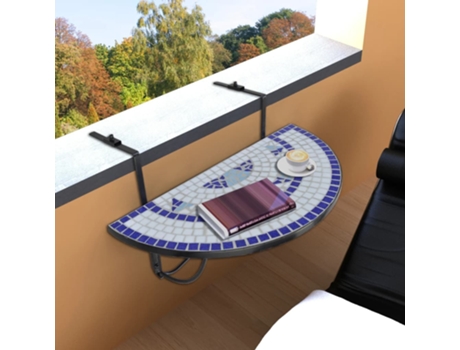 MAISON EXCLUSIVE Mesa de balcón colgante mosaico azul y blanco