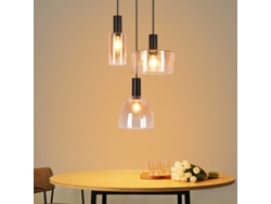 Zmh Lámpara Colgante De Cristal De 3 Luces Estilo Industrial Vintage Casquillo E27 Altura Regulable Para Salón Y Comedor