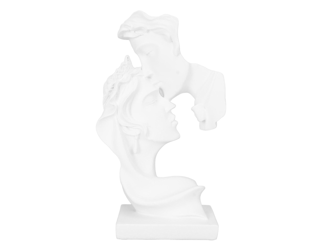Figura moderna de resina blanca con forma de corazón para decoración.